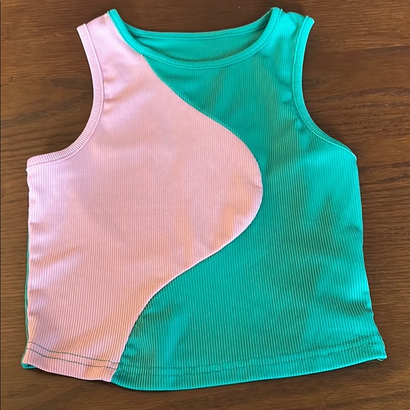 SHEIN Tops - SHEIN Kids' Pink and Green Sleeveless Top